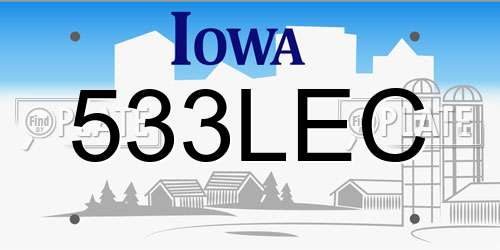 533LEC Iowa License Plate