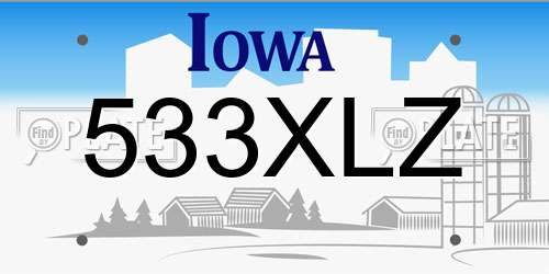 533XLZ Iowa License Plate