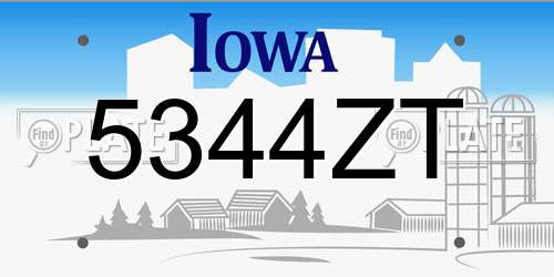 5344ZT Iowa License Plate