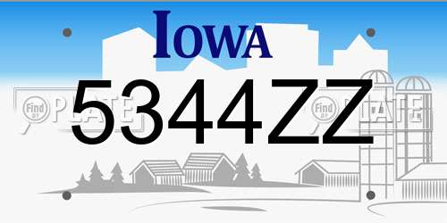 5344ZZ Iowa License Plate