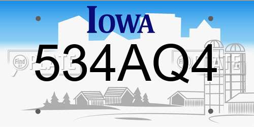 534AQ4 Iowa License Plate