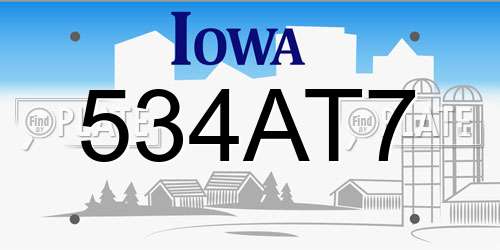 534AT7 Iowa License Plate