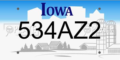534AZ2 Iowa License Plate