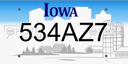 534AZ7 Iowa License Plate