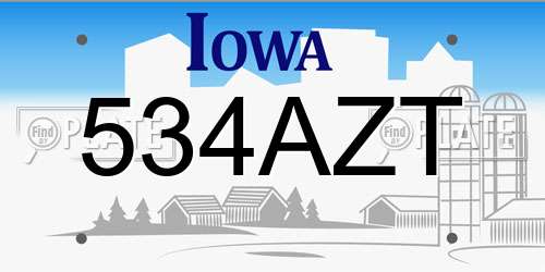 534AZT Iowa License Plate