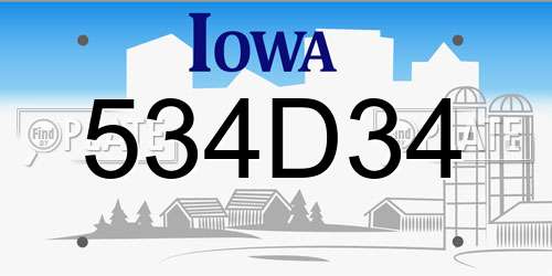 534D34 Iowa License Plate