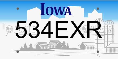 534EXR Iowa License Plate