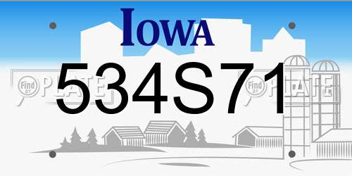 534S71 Iowa License Plate