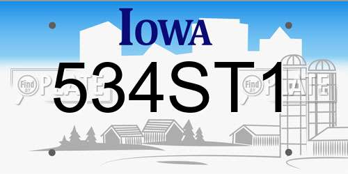 534ST1 Iowa License Plate