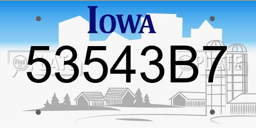 53543B7 Iowa License Plate