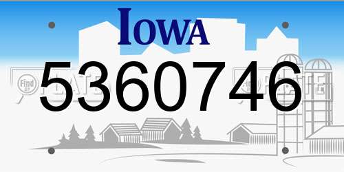 5360746 Iowa License Plate