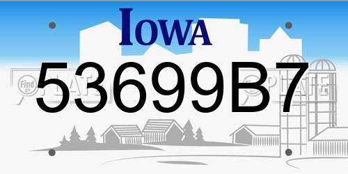 53699B7 Iowa License Plate