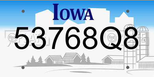 53768Q8 Iowa License Plate