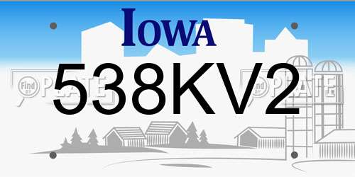 538KV2 Iowa License Plate