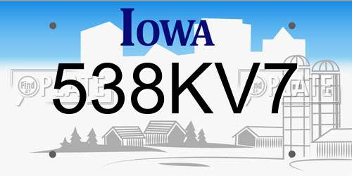 538KV7 Iowa License Plate