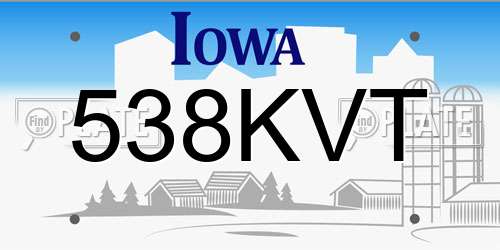 538KVT Iowa License Plate