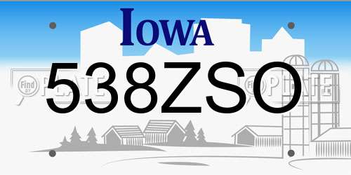 538ZSO Iowa License Plate