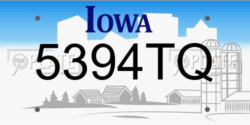 5394TQ Iowa License Plate