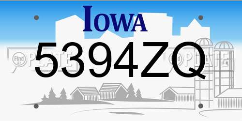 5394ZQ Iowa License Plate