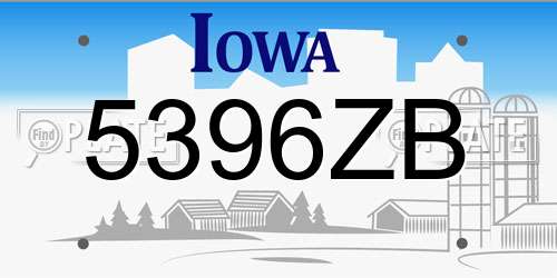 5396ZB Iowa License Plate