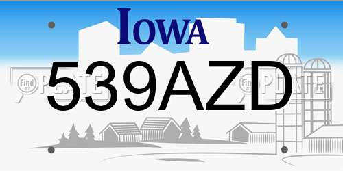 539AZD Iowa License Plate
