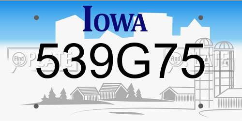 539G75 Iowa License Plate
