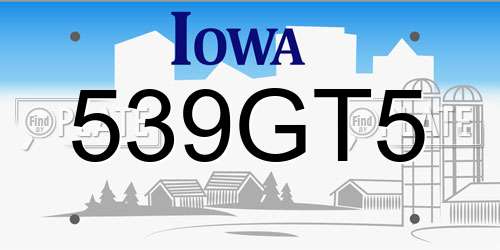 539GT5 Iowa License Plate