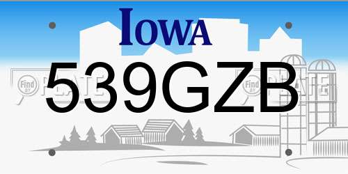 539GZB Iowa License Plate