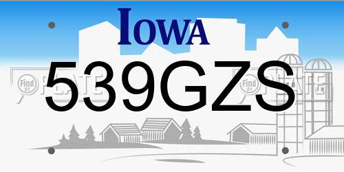 539GZS Iowa License Plate