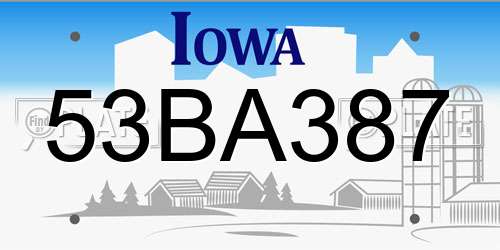 53BA387 Iowa License Plate