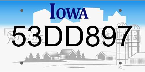 53DD897 Iowa License Plate
