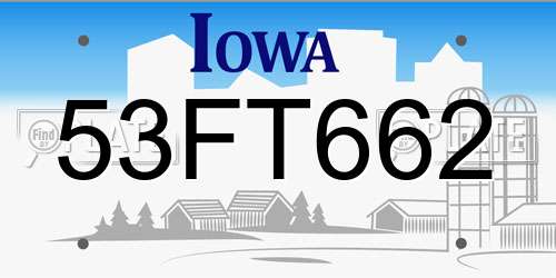 53FT662 Iowa License Plate