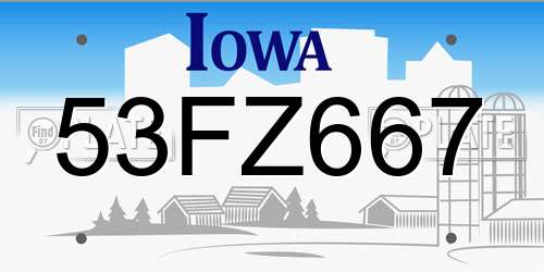 53FZ667 Iowa License Plate