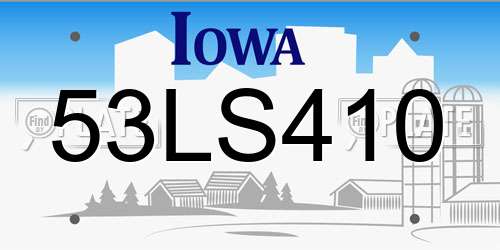 53LS410 Iowa License Plate