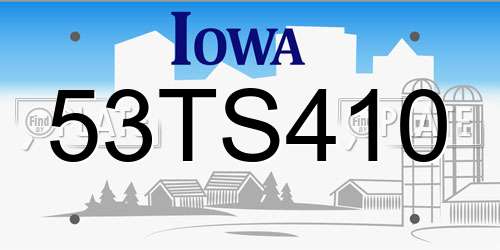 53TS410 Iowa License Plate
