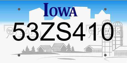 53ZS410 Iowa License Plate