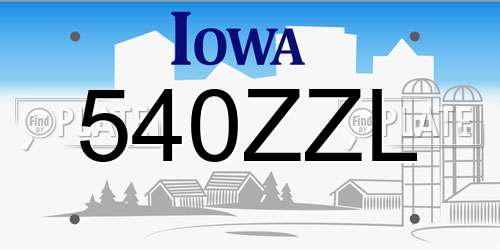 540ZZL Iowa License Plate