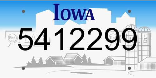 5412299 Iowa License Plate