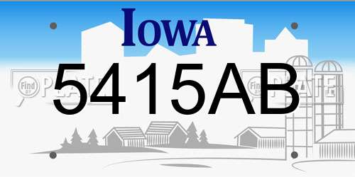 5415AB Iowa License Plate