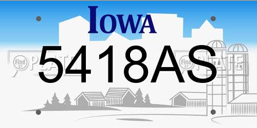 5418AS Iowa License Plate