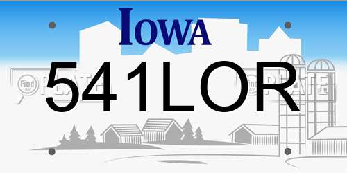 541LOR Iowa License Plate