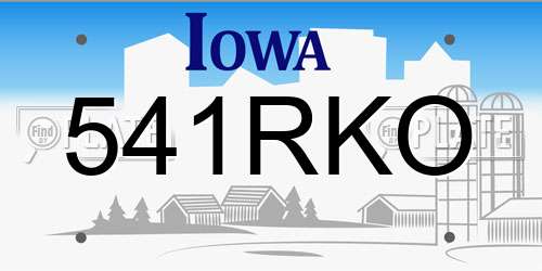 541RKO Iowa License Plate