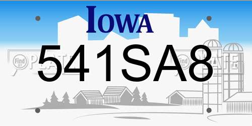 541SA8 Iowa License Plate