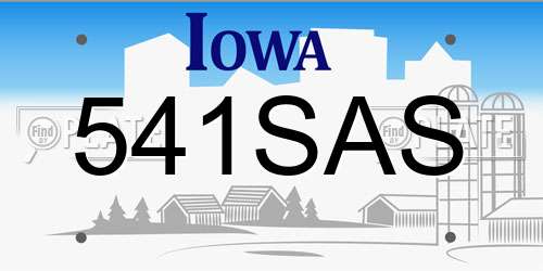 541SAS Iowa License Plate