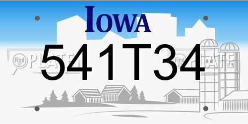 541T34 Iowa License Plate