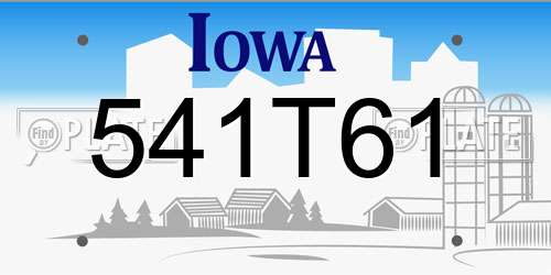 541T61 Iowa License Plate