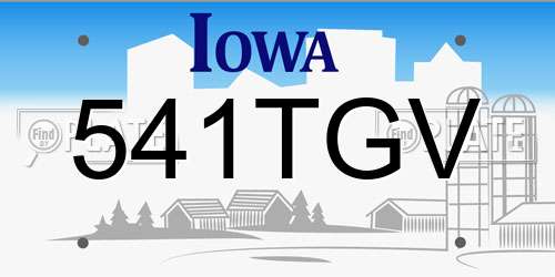 541TGV Iowa License Plate