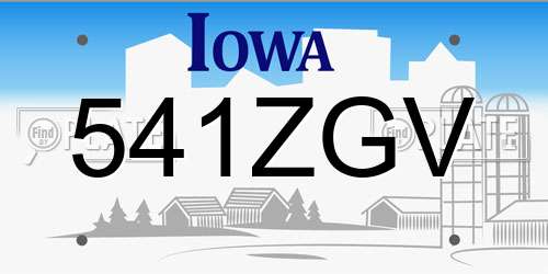 541ZGV Iowa License Plate