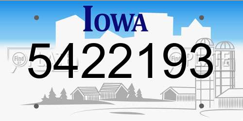 5422193 Iowa License Plate