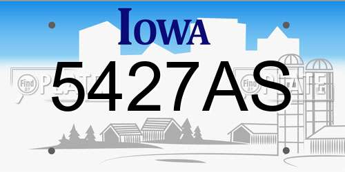 5427AS Iowa License Plate